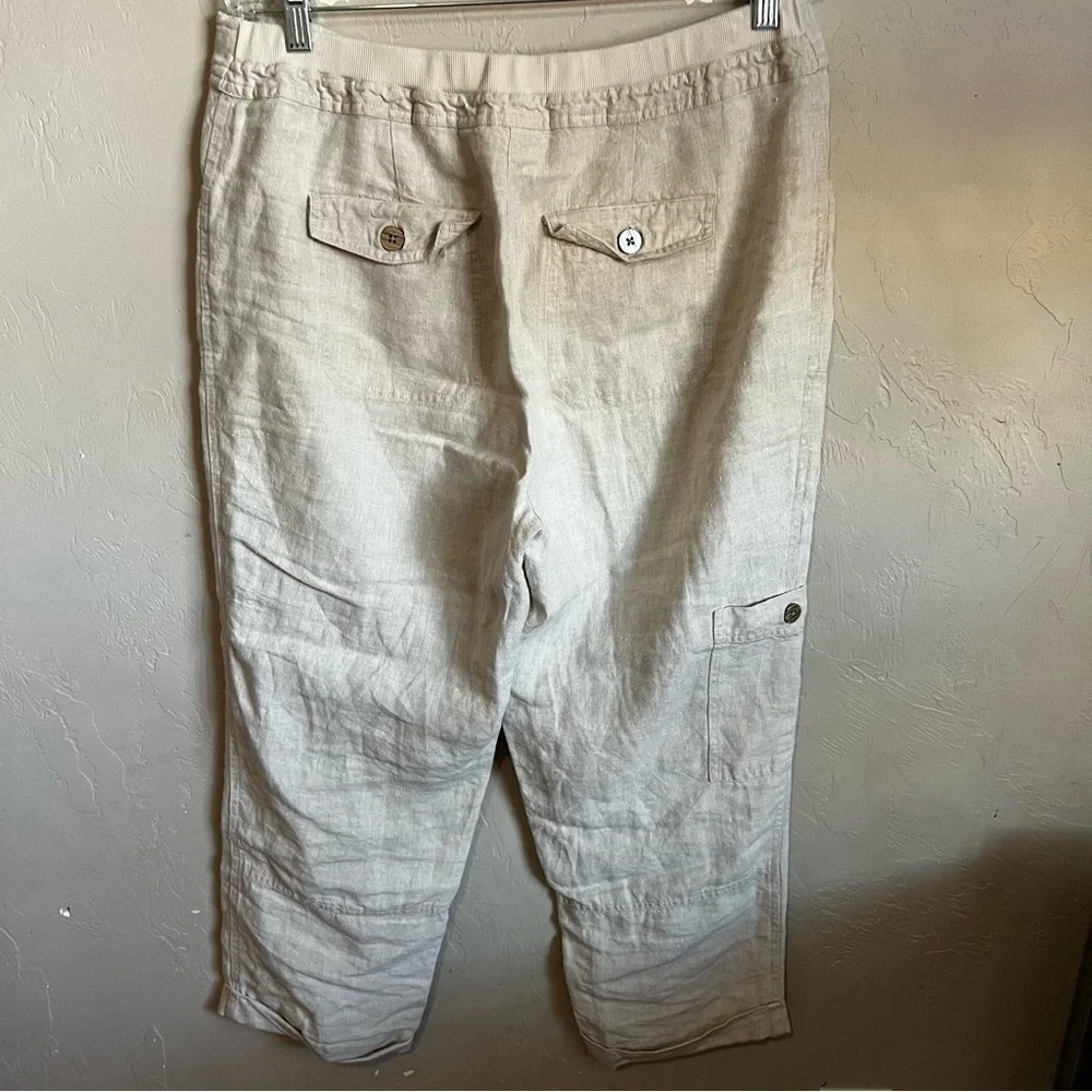 Chicos Linen High Rise Crop Cuffed Capris - Picture 3 of 9